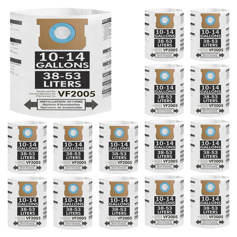 Yonice 15 Pack 10-14 Gallon Vacuum Bags Compatible with Shop Vac Bags 10-14 Gallon,Type I #90672 9067200, Type F #90662 9066200 9066233, VF2005,Disposable Collection Filter Bags - Image 1